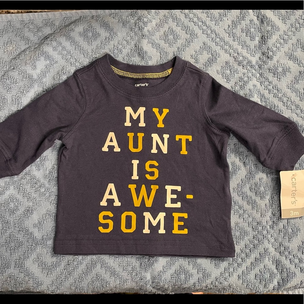 Infant 3 Month Boys Long Sleeve “Mt Aunt is Awesome” Shirt